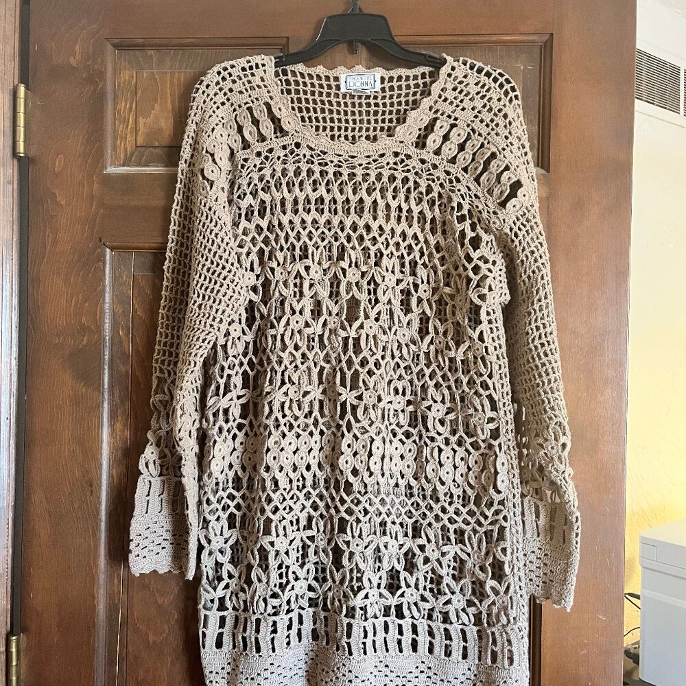 Emanuel Donna Open Weave Crochet Top Size M
